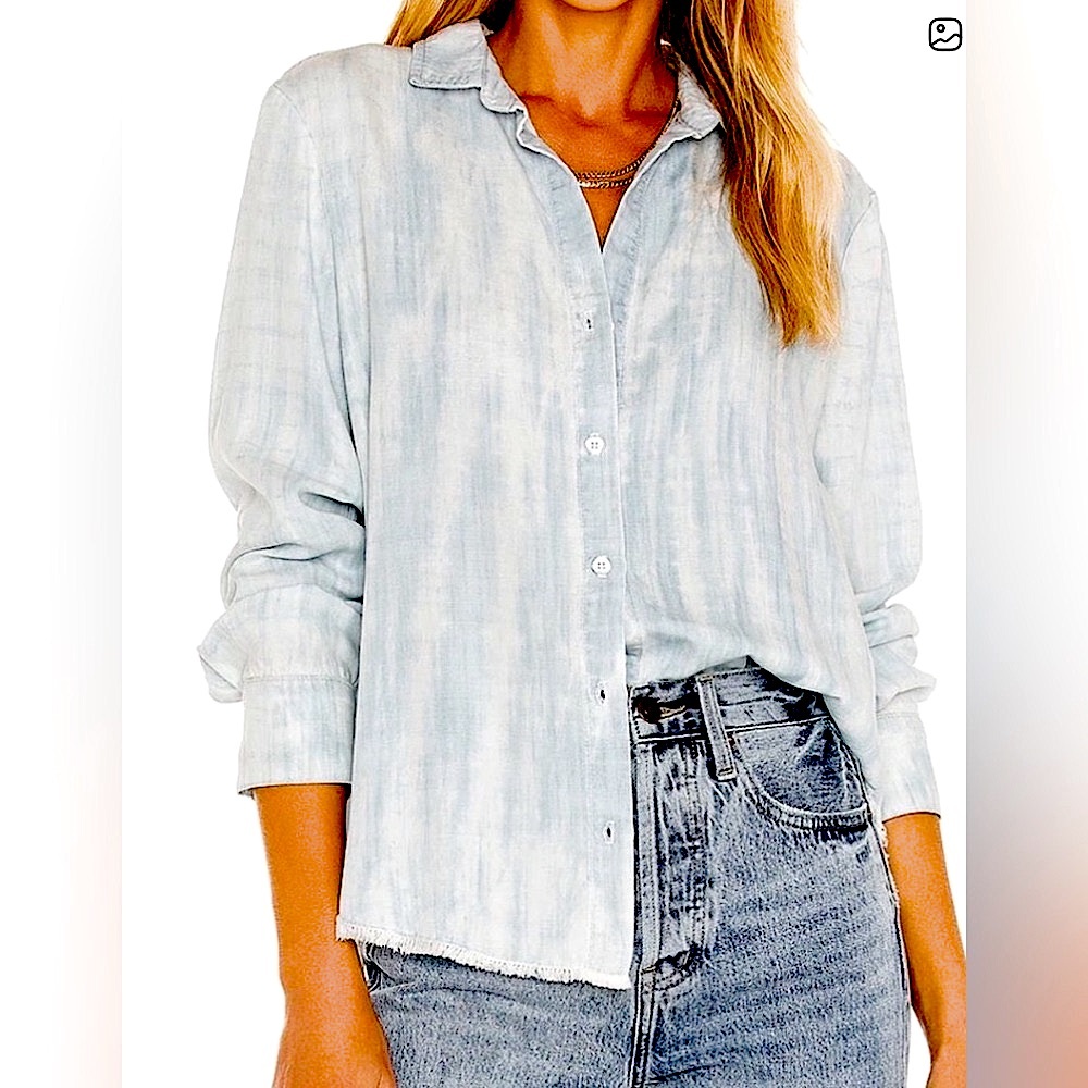 Bella Dahl Blue and White Tie-Dye Tencel Blouse